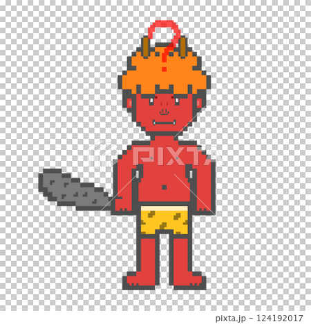 クエスチョンマーク鬼_ドット絵(赤) 124192017