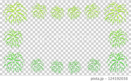花火影絵フレーム_ドット絵(緑) 124192038