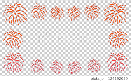 花火影絵フレーム_ドット絵(赤) 124192039