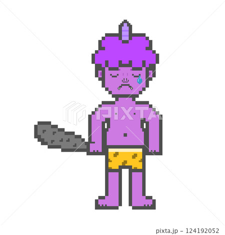 一本ツノの泣く鬼_ドット絵(紫) 124192052