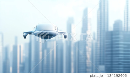 Sleek flying car in futuristic urban environment Sleek flying car in futuristic urban environment 124192406