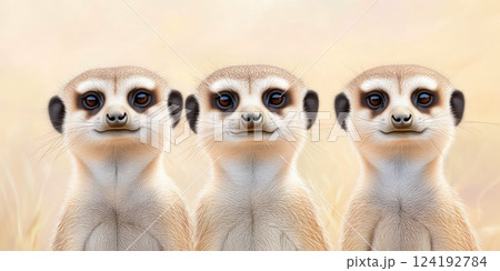 Meerkat family in their natural habitat 124192784
