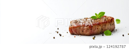 Juicy Sirloin Beef Steak Isolated on White Background 124192787