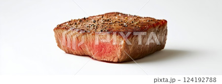 Perfectly Seasoned Beef Steak Isolated on White 124192788