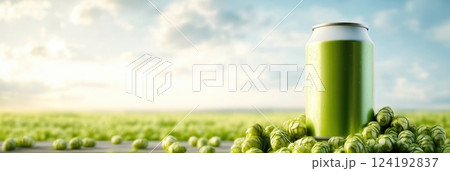 Fresh Green Beer in Jar with Barley and Hops Fresh Green Beer in Jar with Barley and Hops 124192837