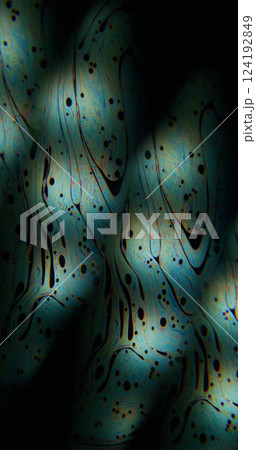 Gasoline fluid. Kaleidoscope oil. Color duplicated light prism spot on paint abstract blur background soap drop black surface optical effect. Gasoline fluid. Kaleidoscope oil. Color duplicated light prism spot on paint abstract blur background soap drop black surface optical effect. 124192849