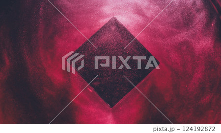 Smoke twist. Paint water. Pink purple color stream mystic cube vapor. Steam shine powder occult fluid abstract defocused background. 124192872