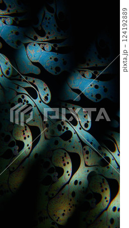 Ink mix. Holographic water. Oil colorful whirl flow on art fluid spot. Abstract cosmic pigment spill drop on black night background. 124192889