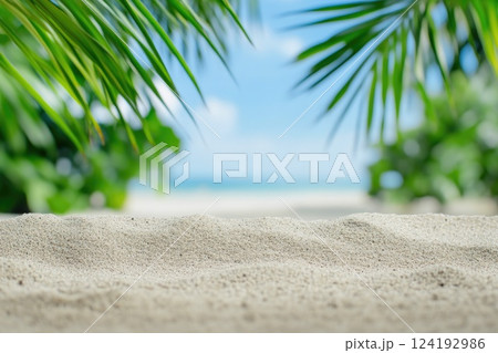 Close-Up of Soft Sand with Ocean Palms Close-Up of Soft Sand with Ocean Palms 124192986