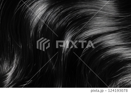 Glossy Dark Hair Textures in Detail 124193078