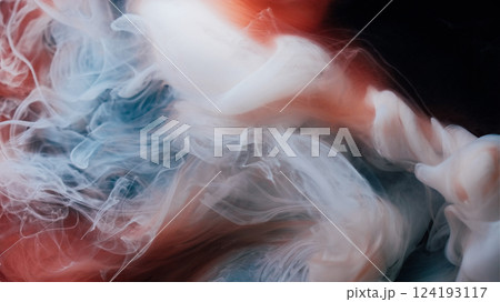 Paint cloud. Defocused stream. Colorful pigment smoke mix floating art twist substance. Fluid fume flow abstract magic black background. Paint cloud. Defocused stream. Colorful pigment smoke mix floating art twist substance. Fluid fume flow abstract magic black background. 124193117