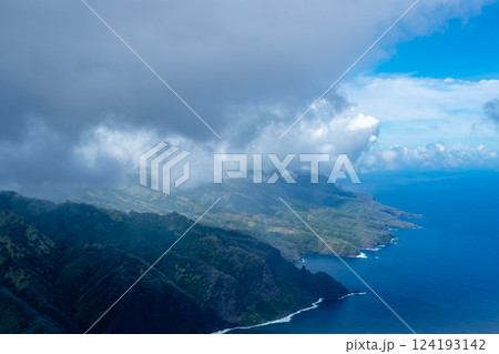 Aerial view of Hiva Oa in the Marquesas Islands, French Polynesia 124193142