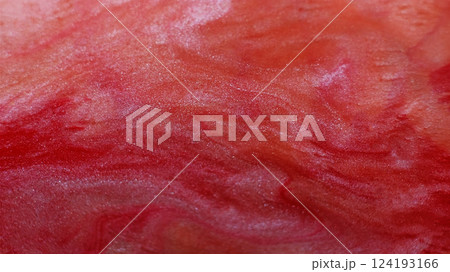 Paint blend. Wet texture. Defocused red crimson color water acrylic fluid marble shiny flow wave spreading on abstract art background. Paint blend. Wet texture. Defocused red crimson color water acrylic fluid marble shiny flow wave spreading on abstract art background. 124193166