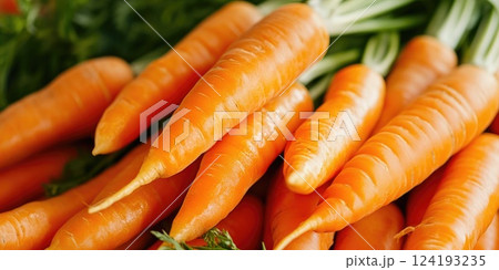 Vibrant Orange Carrots with Green Tops Vibrant Orange Carrots with Green Tops 124193235