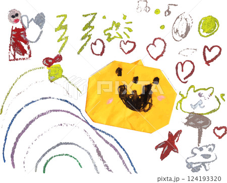 子供が描いたハロウィンの絵 124193320
