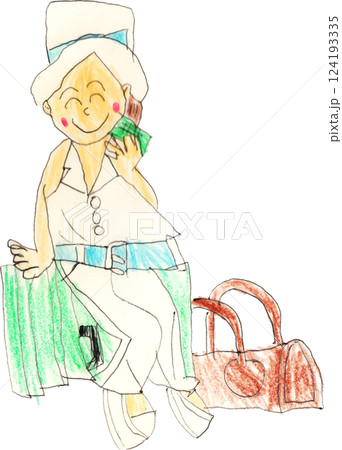 子供が描いた旅行女子 子供が描いた旅行女子 124193335