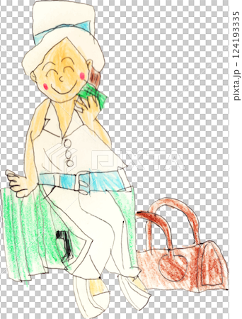 travel girl drawn by a child 124193335