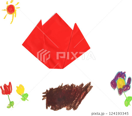 子供が描いたチューリップの絵 子供が描いたチューリップの絵 124193345