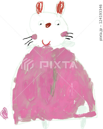 水彩で描いたうさぎのワンピース 水彩で描いたうさぎのワンピース 124193346
