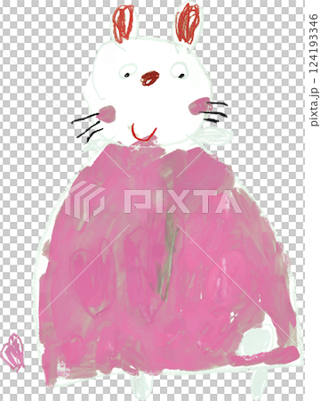水彩で描いたうさぎのワンピース 水彩で描いたうさぎのワンピース 124193346
