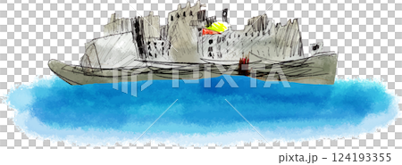 A child's drawing of Gunkanjima 124193355