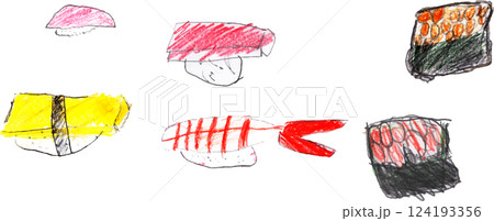 子供が描いたお寿司 124193356