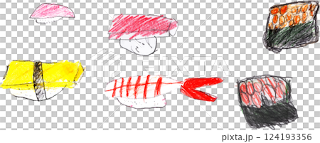 子供が描いたお寿司 124193356