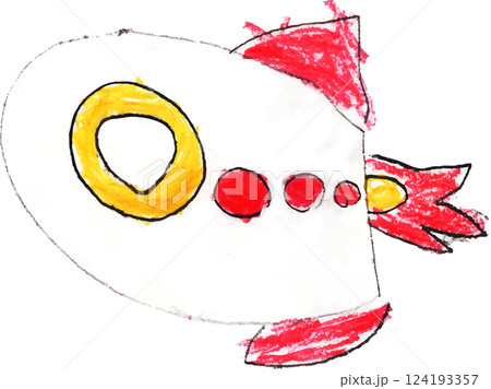 子供が描いたロケットの絵 124193357