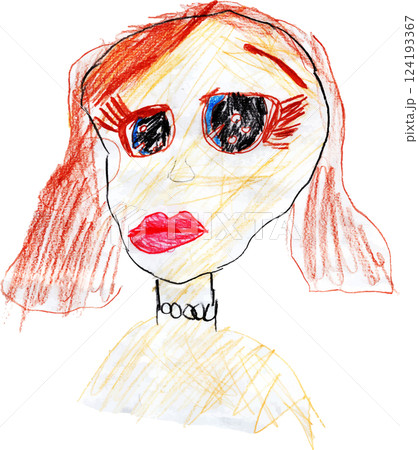 子供が描いた女の子の似顔絵 子供が描いた女の子の似顔絵 124193367