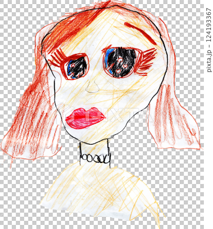 子供が描いた女の子の似顔絵 子供が描いた女の子の似顔絵 124193367