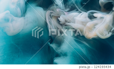 Cloud dye. Fog ink swirl. Color pigment drop dissolve blur puff shot stream. Art explosion blue white fume liquid mix abstract background. Cloud dye. Fog ink swirl. Color pigment drop dissolve blur puff shot stream. Art explosion blue white fume liquid mix abstract background. 124193434