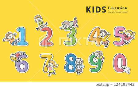 数字と子供のイラスト 124193442