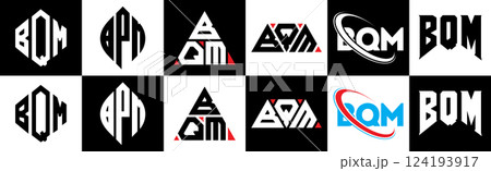 BQM letter logo design in six style. BQM polygon, circle, triangle, hexagon, flat and simple style with black and white color variation letter logo set in one artboard. BQM minimalist and classic logo BQM letter logo design in six style. BQM polygon, circle, triangle, hexagon, flat and simple style with black and white color variation letter logo set in one artboard. BQM minimalist and classic logo 124193917