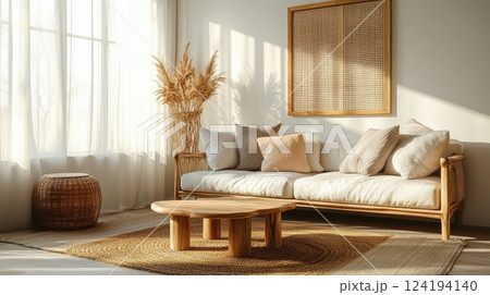 Minimalist and Bright Easter Themed Living Room with Natural Wooden Furnishings Minimalist and Bright Easter Themed Living Room with Natural Wooden Furnishings 124194140
