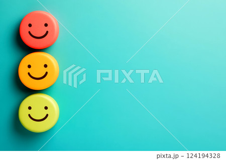 Funny smiley face on a white background. World Emoji Day 124194328