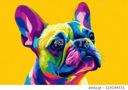 French Bulldog in pop art style cool dog. isolated background 124194531