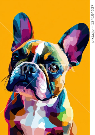 French Bulldog in pop art style cool dog. isolated background 124194537
