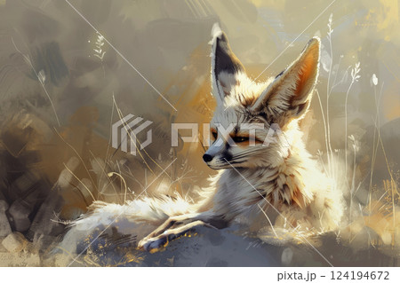 fennec fox lying on relax. ai generative 124194672