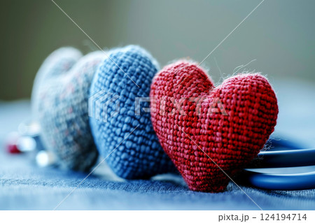 Red heart stethoscope. World Health Day concept. Generate Ai 124194714