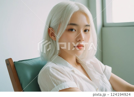 Asian woman with white hair model 124194924