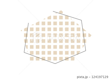 シンプルなベージュ色の格子柄のフレームイラスト 124197129