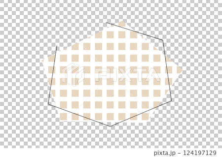 シンプルなベージュ色の格子柄のフレームイラスト 124197129