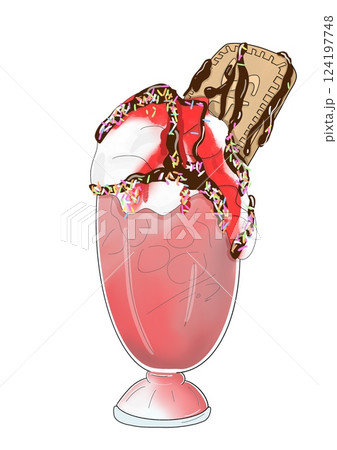 苺パフェイラスト 124197748