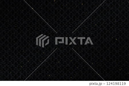シームレスな和柄和紙に金箔のパターン。黒地、松皮菱模様。 シームレスな和柄和紙に金箔のパターン。黒地、松皮菱模様。 124198119