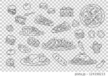 比薩 Caprese 義大利食品線描套裝 124198213