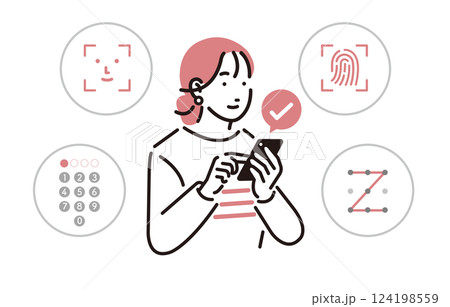 人物 スマホでパスキー認証をする女性 124198559