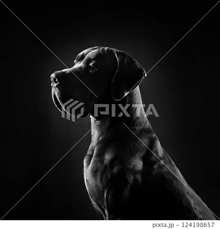 Silhouette of big Great Dan dog 124198657