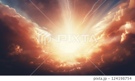 雲に隠れる太陽 AI画像 雲に隠れる太陽 AI画像 124198754