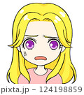 ロングヘアの金髪女性・怒り・感情豊かなキャラクターイラスト 124198859