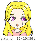 ロングヘアの金髪女性・涙目・感情表現のキャラクターイラスト 124198861